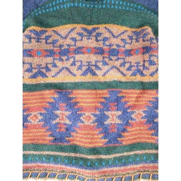 VTG 90s Woolrich Sweater Aztec Design Shawl Collar Cardigan Men's Sz L - Picture 8 of 8